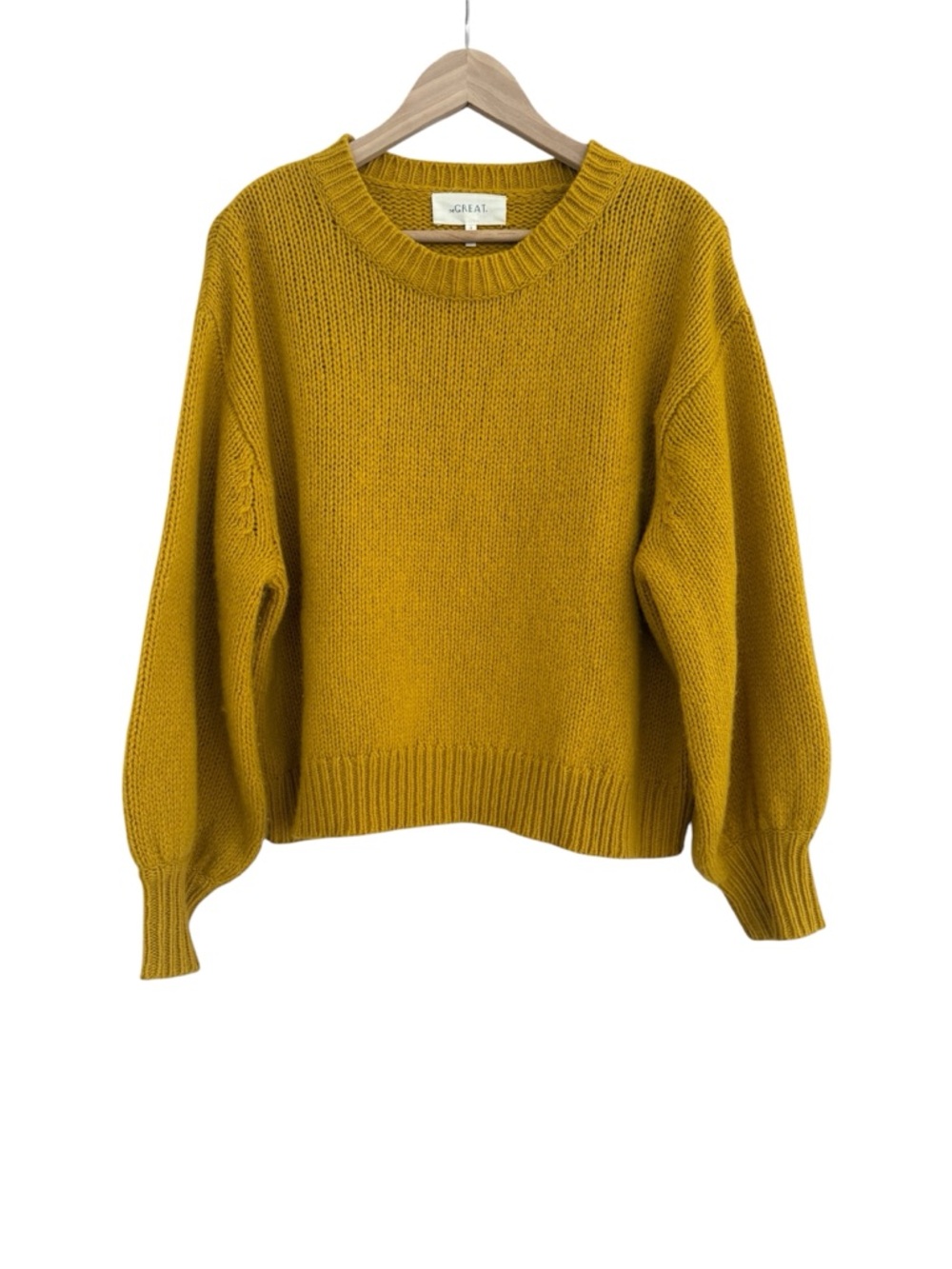 The Great Mustard Yellow Chunky Knit Sweater Oversized Crewneck Size 2